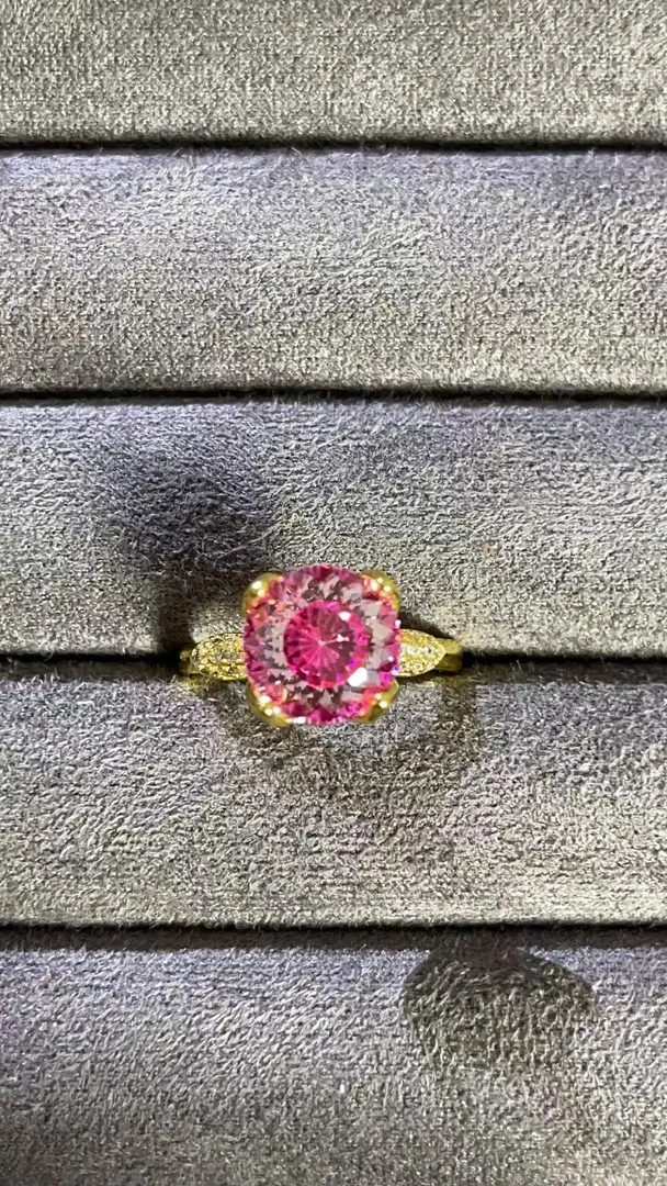 福玺甄选多色圆黄戒指7420