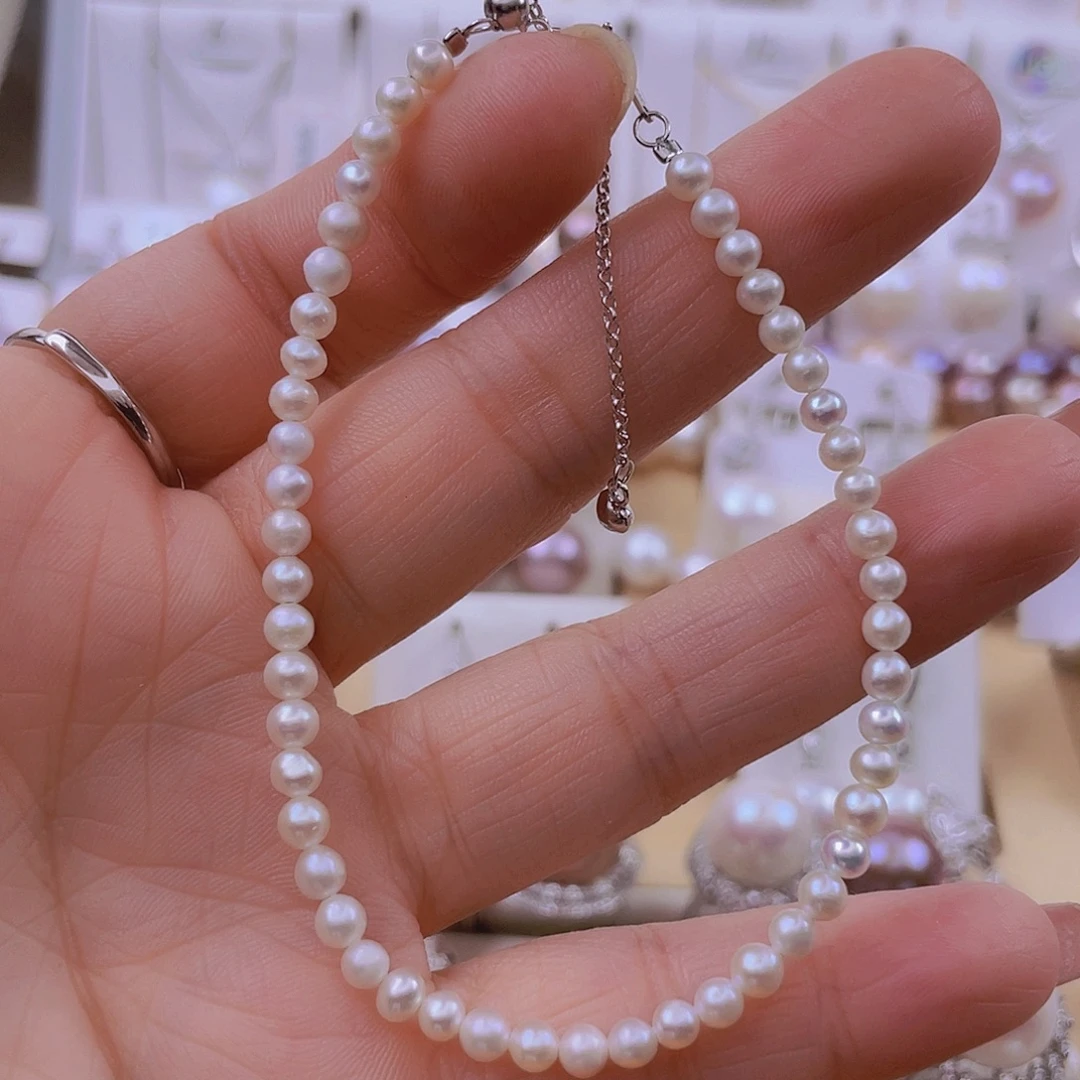 银S925镶嵌淡水珍珠手链