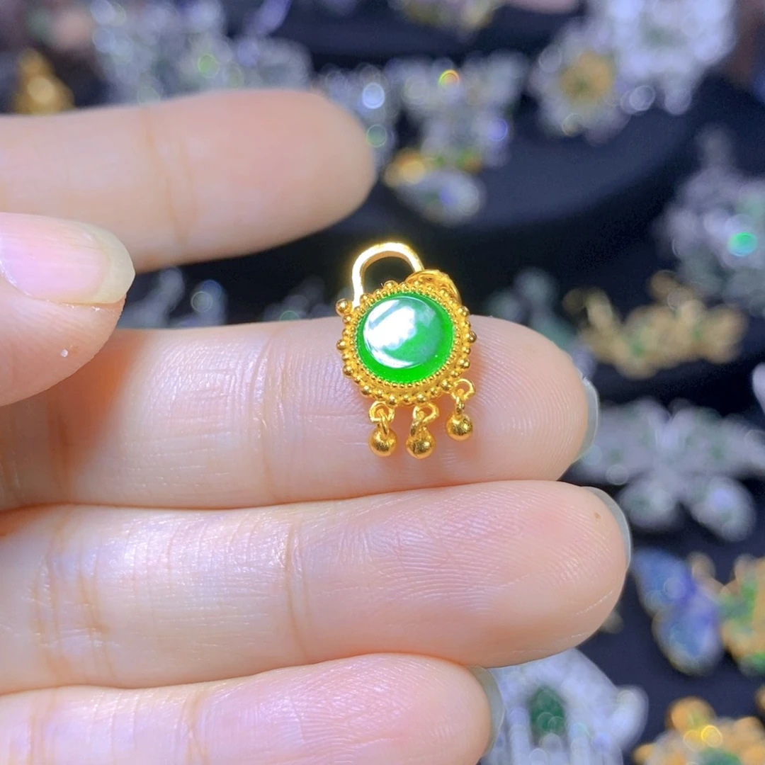 翡翠银S925镶嵌吊坠(不含链)天然翡翠