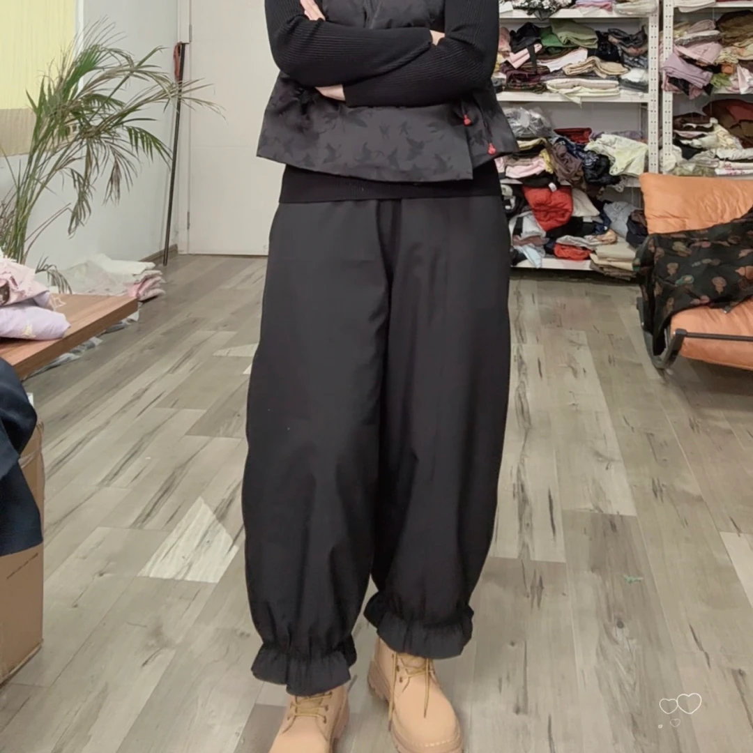 薄新疆棉花棉裤宽松休闲裤冬厚保暖花苞裤大码女装裤子哈伦裤C389