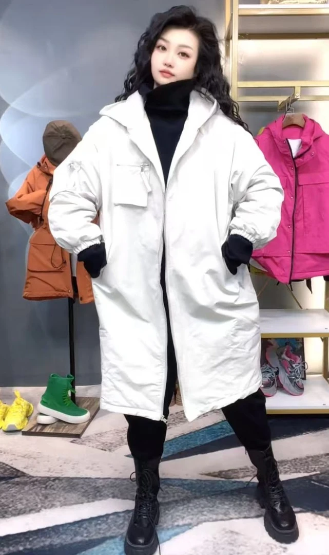 奇奇家时尚韩版大码女装2025冬季新款长款薄棉保暖外套