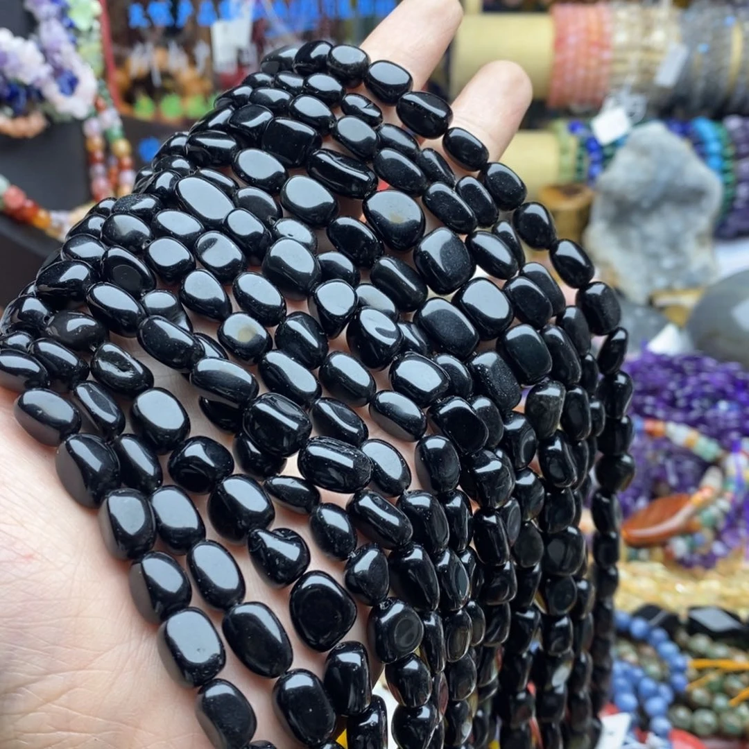 玛瑙/玉髓未镶嵌珠宝半成品一条天然黑玛瑙随行8mmA816