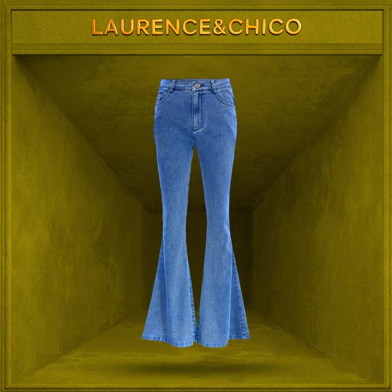 LC水洗牛仔弹力喇叭裤，蓝色C5AC10115011