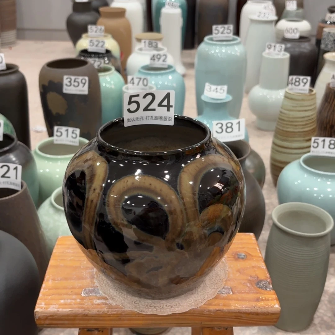 摆件524 景徳镇高温陶瓷花瓶高18口11