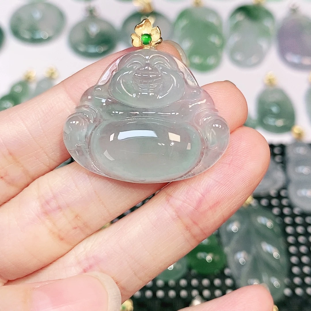 翡翠18K金镶嵌吊坠(不含链)