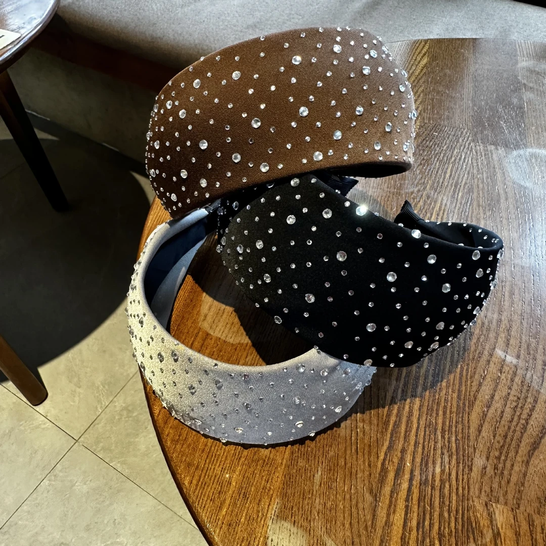 韩国新品高颅顶宽边发箍闪钻个性时尚头箍显脸小洗脸外出百搭发卡