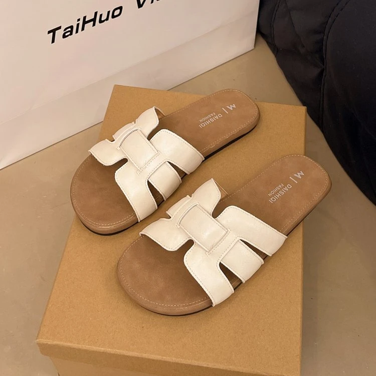 纯色平底小香风胶粘鞋夏季一字拖防滑凉拖鞋软底韩版