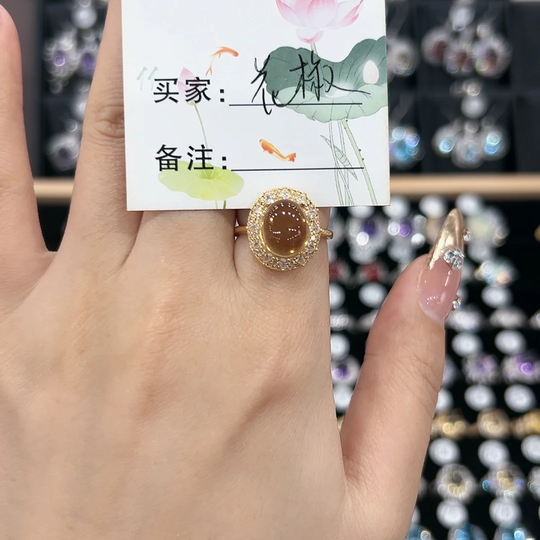 黄晶戒指银S925镶嵌戒指