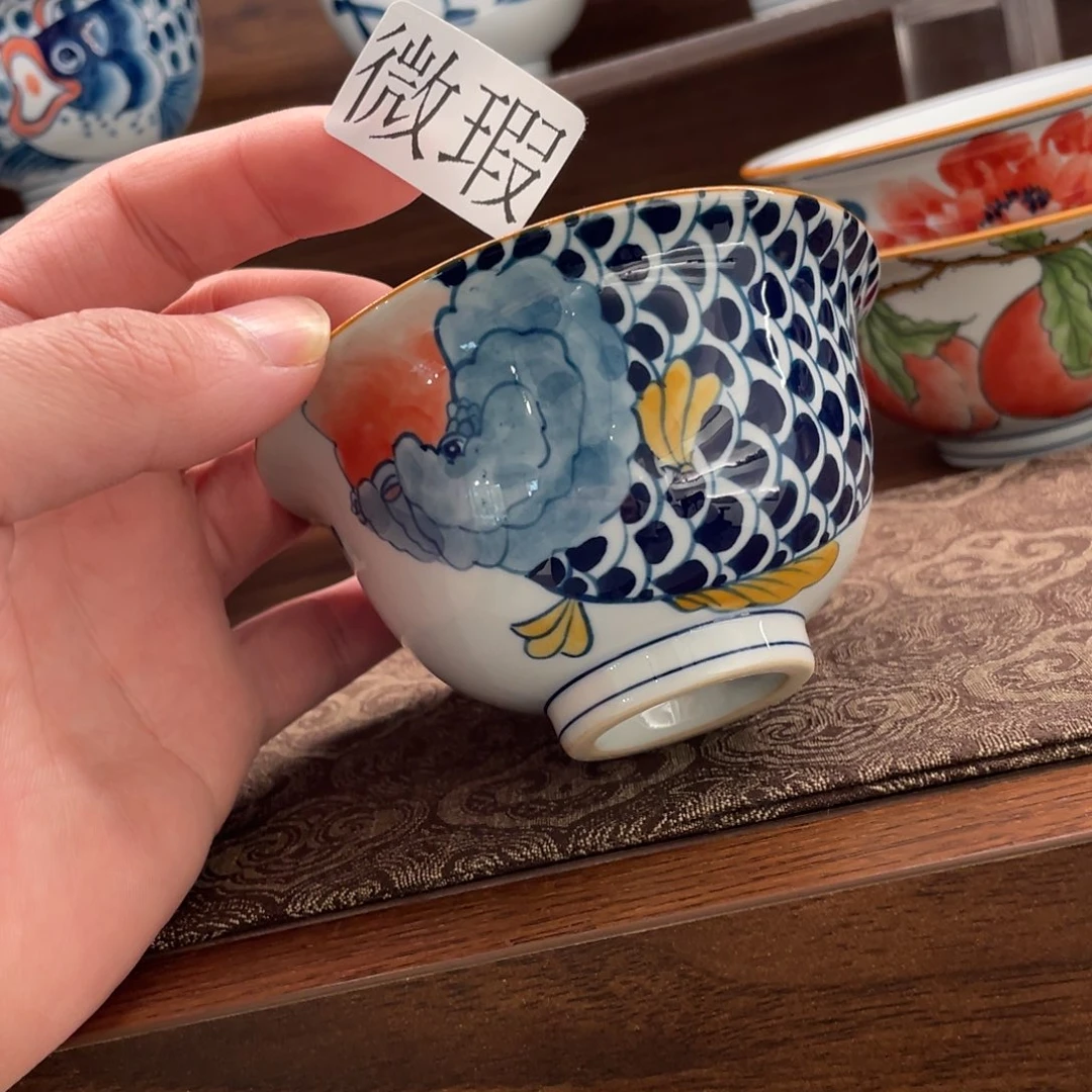 釉下手绘茶具微瑕