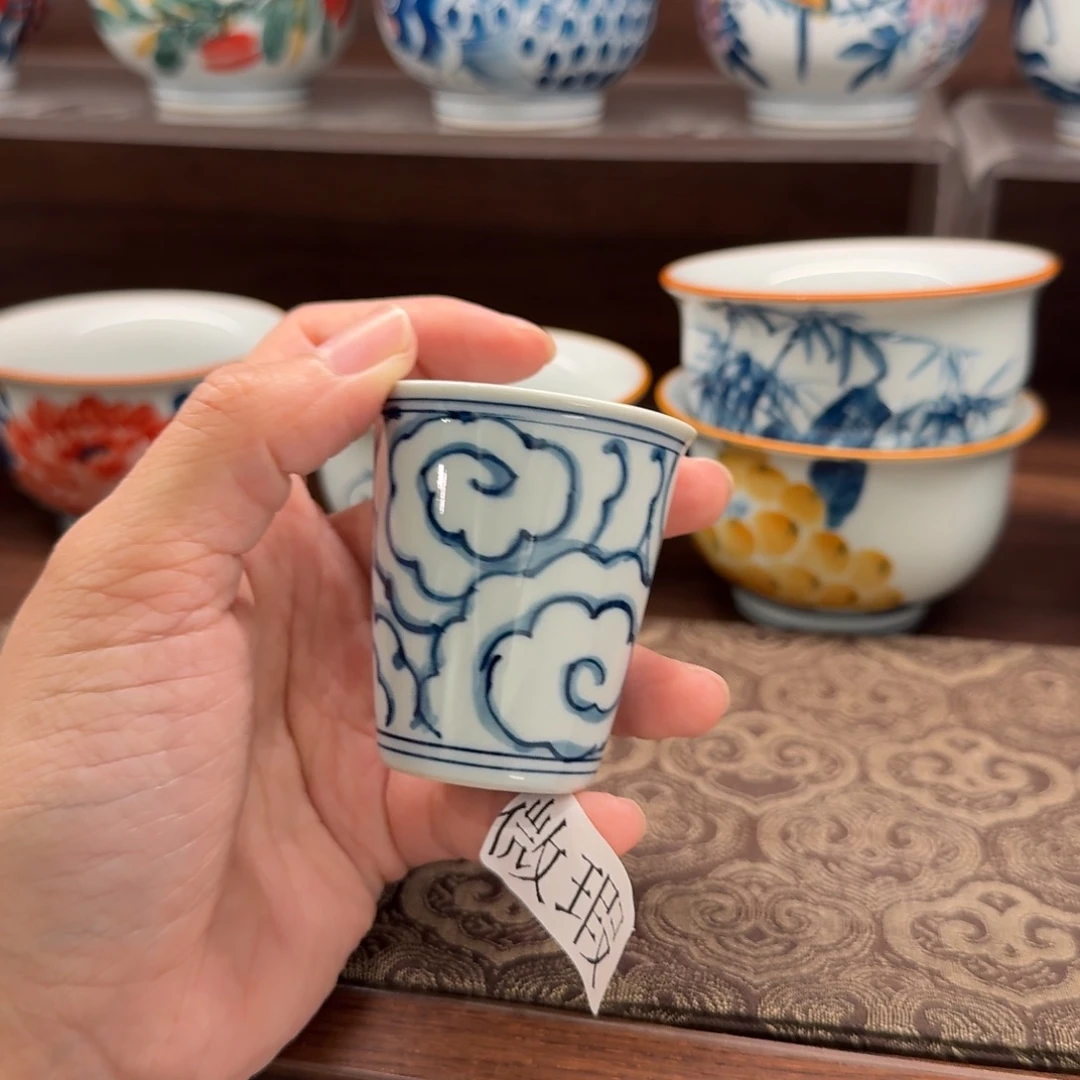 釉下手绘茶具微瑕