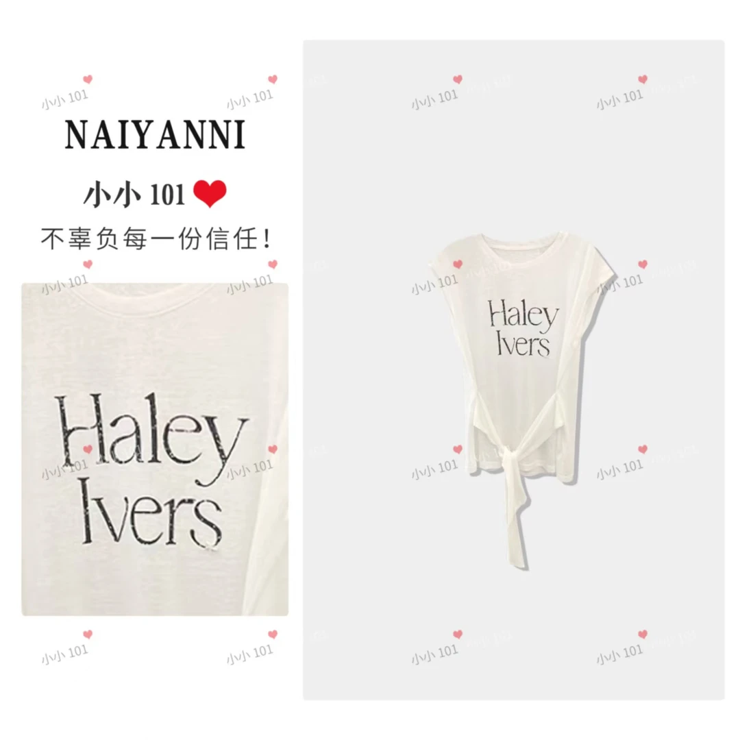 夏季新款圆领短袖宽松腰部绑带显瘦百搭女士T恤白色DD0030