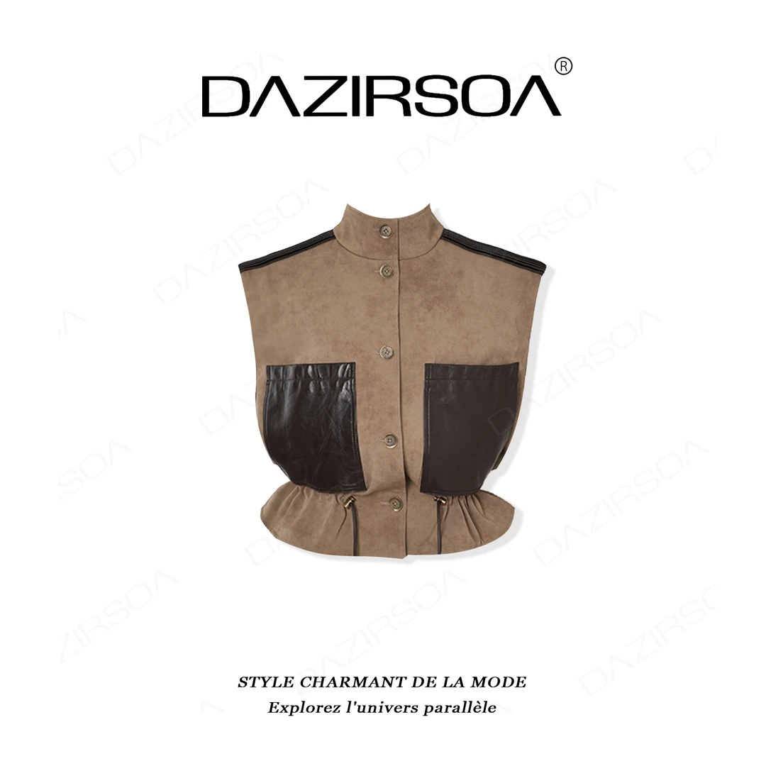 DAZIRSOA/达姿“野生浪漫”时尚百搭复古洋气工装扎染马甲 AB558