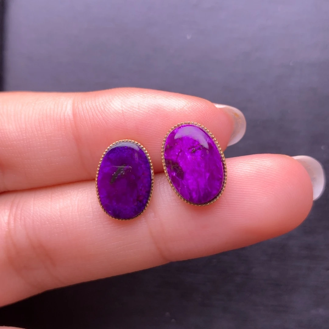 苏纪石（舒俱来）18K金镶嵌丝绒耳钉