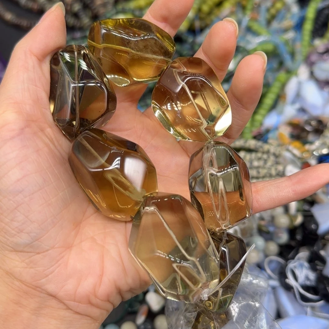 玛瑙/玉髓合金珠宝半成品善*茶晶02一颗