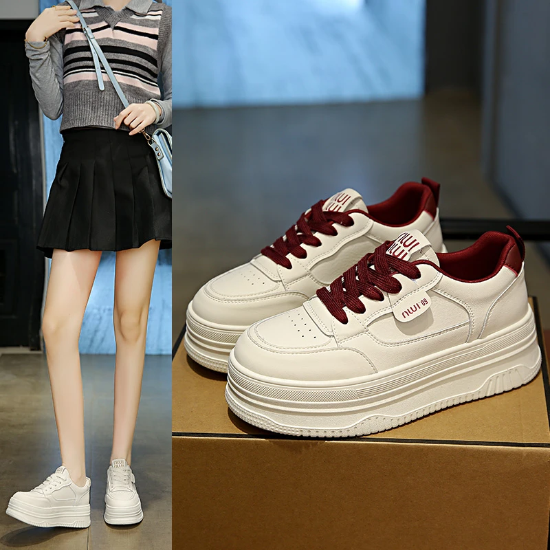 板鞋百搭透气增高休闲板鞋小白鞋休闲鞋单鞋春季学生厚底ins