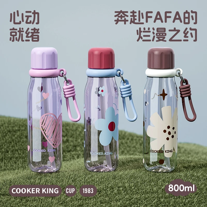 COOKER KING/炊大皇女生吸管杯耐高温学生便携Tritan杯可爱大容量