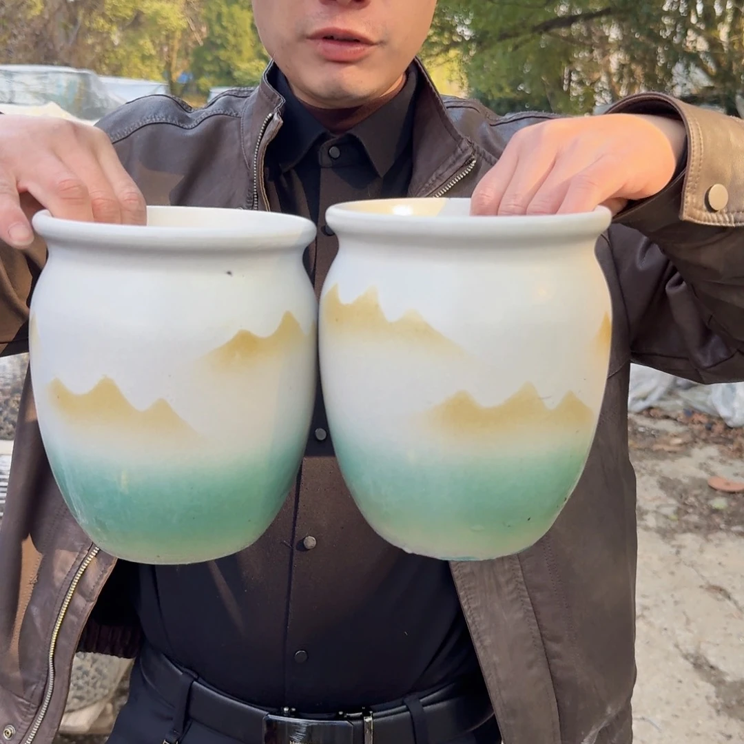 紫砂花盆瑕疵两个浅色的两个