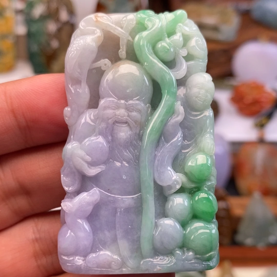 颈饰未镶嵌翡翠缅甸天然翡翠福禄寿挂件