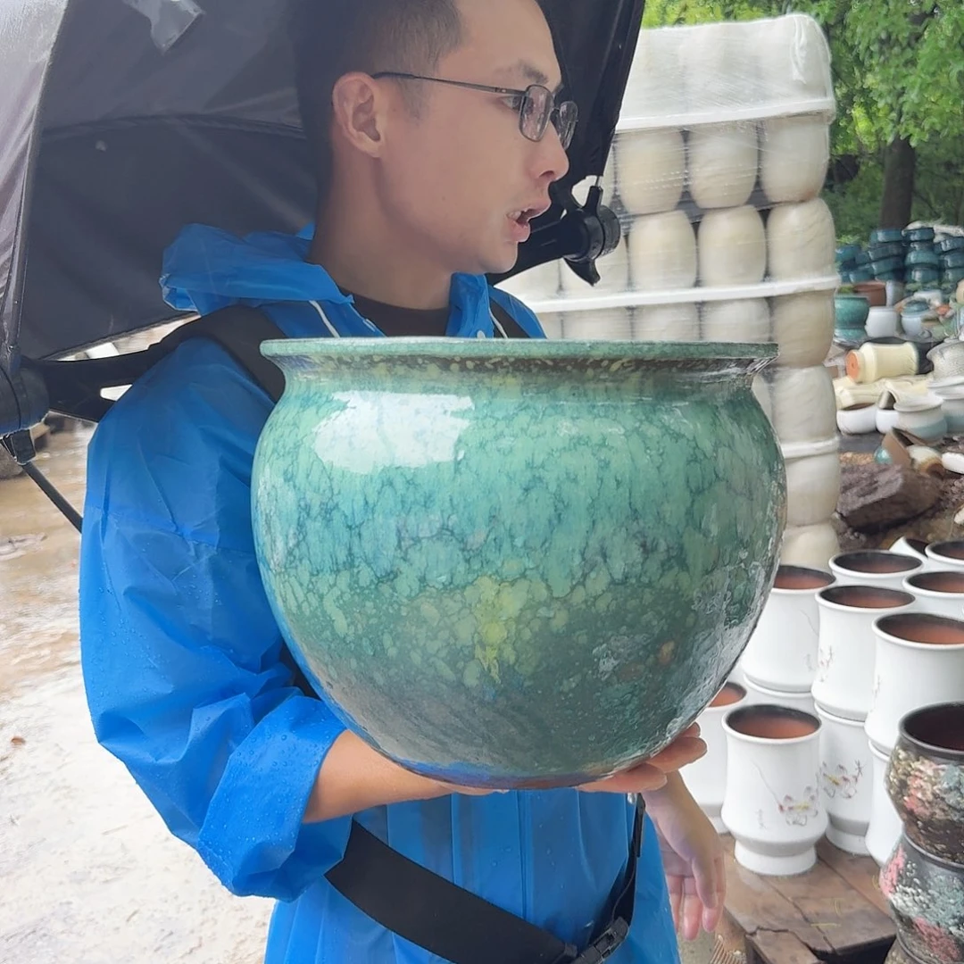 紫砂花盆口30高25（一个胖子绿