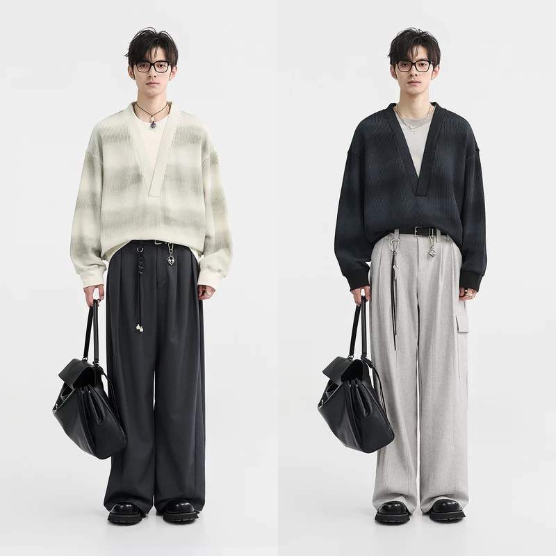 [大V领假两件设计感]BJZE2025春季宽松卫衣韩版休闲套头衫N511001