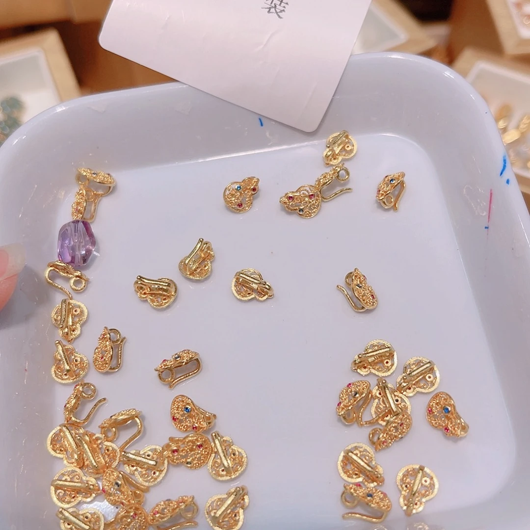 水晶珠宝半成品银S925镀金镶嵌158