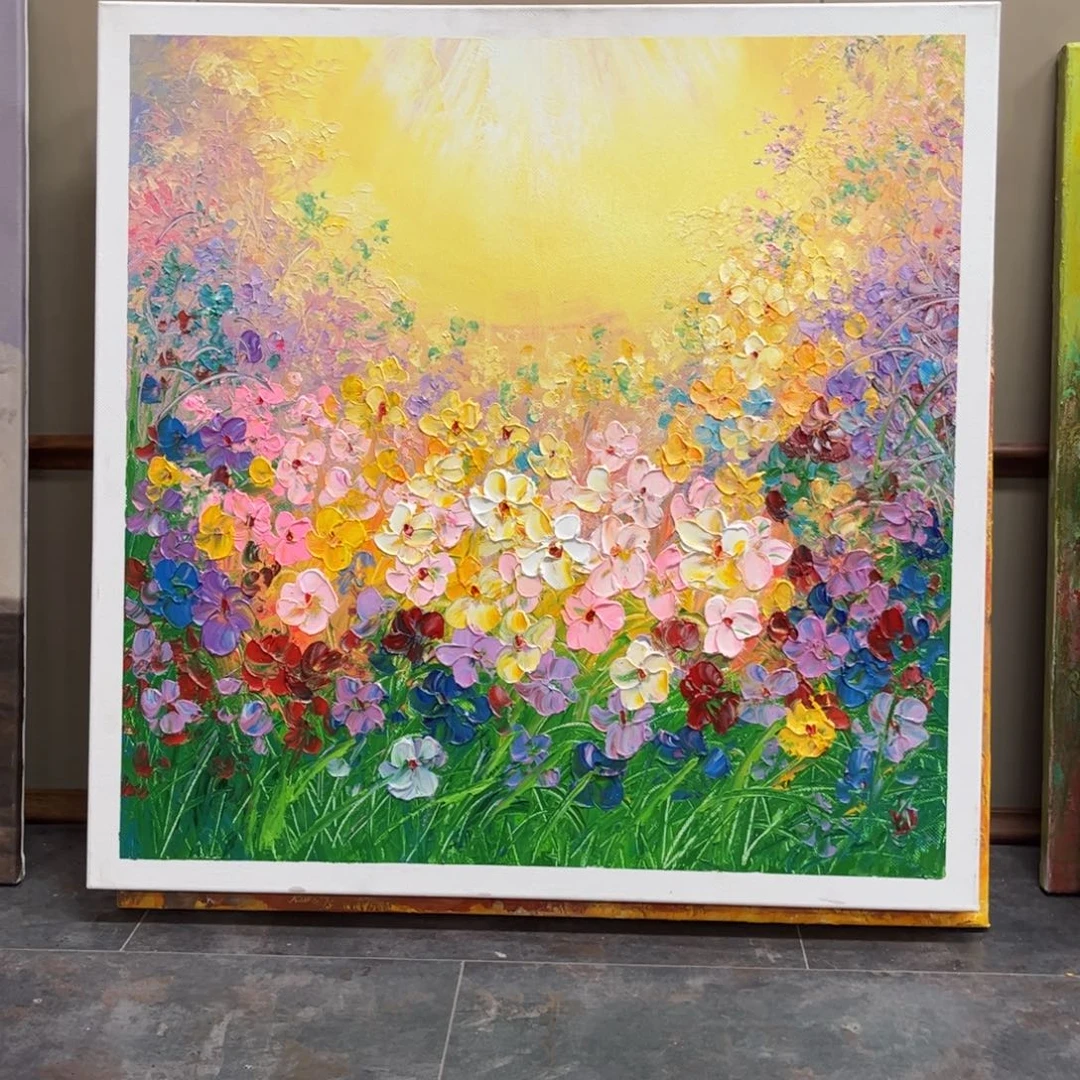 1****油画花海纯手绘油画80×80