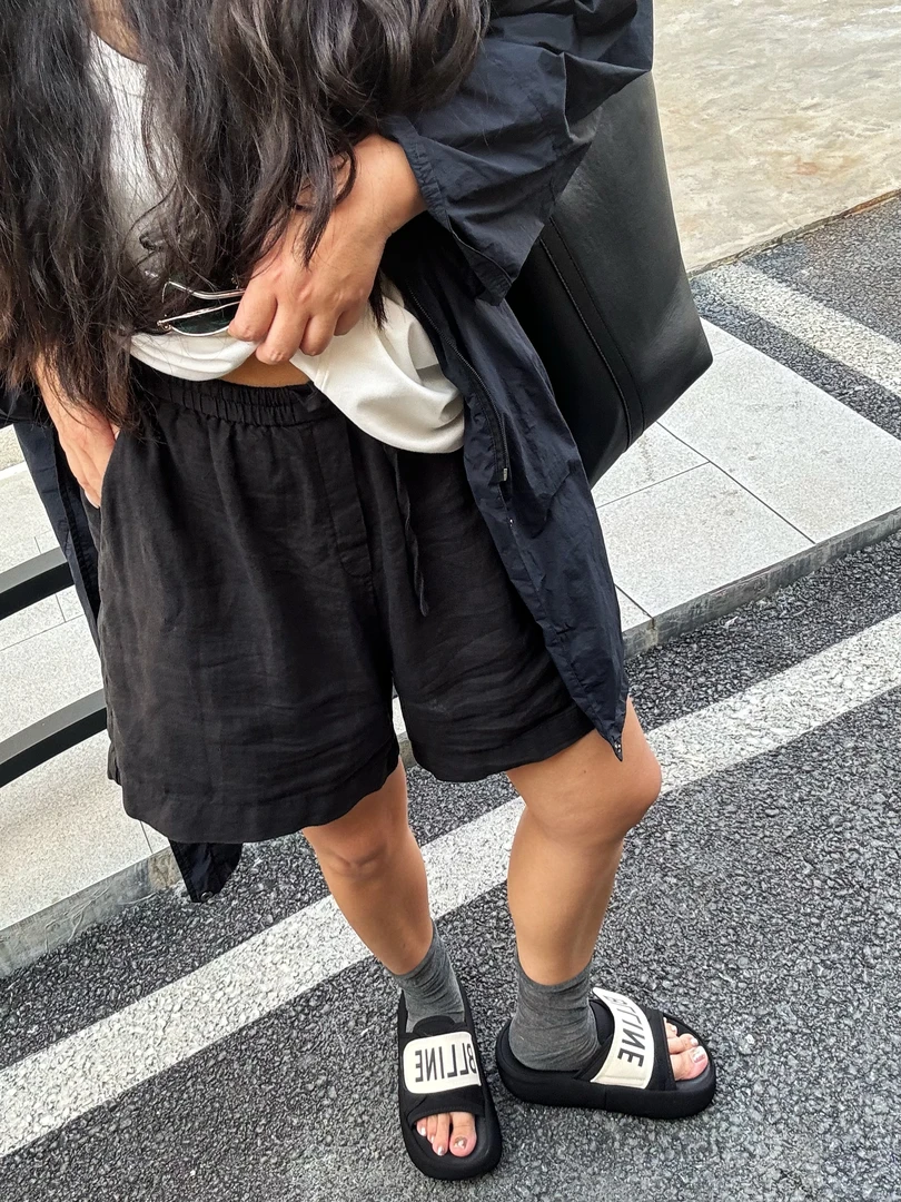 『LZZ』~微胖穿搭~25夏时尚百搭宽松经典显瘦修身极简风亚麻短裤