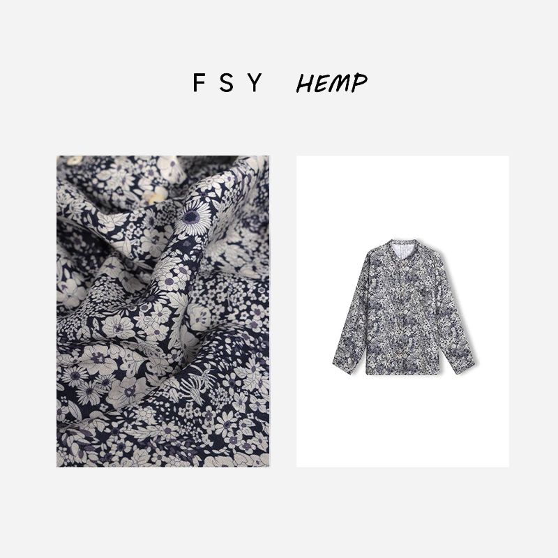 衬衫【享系列·蓝调繁花】100%汉麻衬衫自然主义女长袖轻盈FSY50288