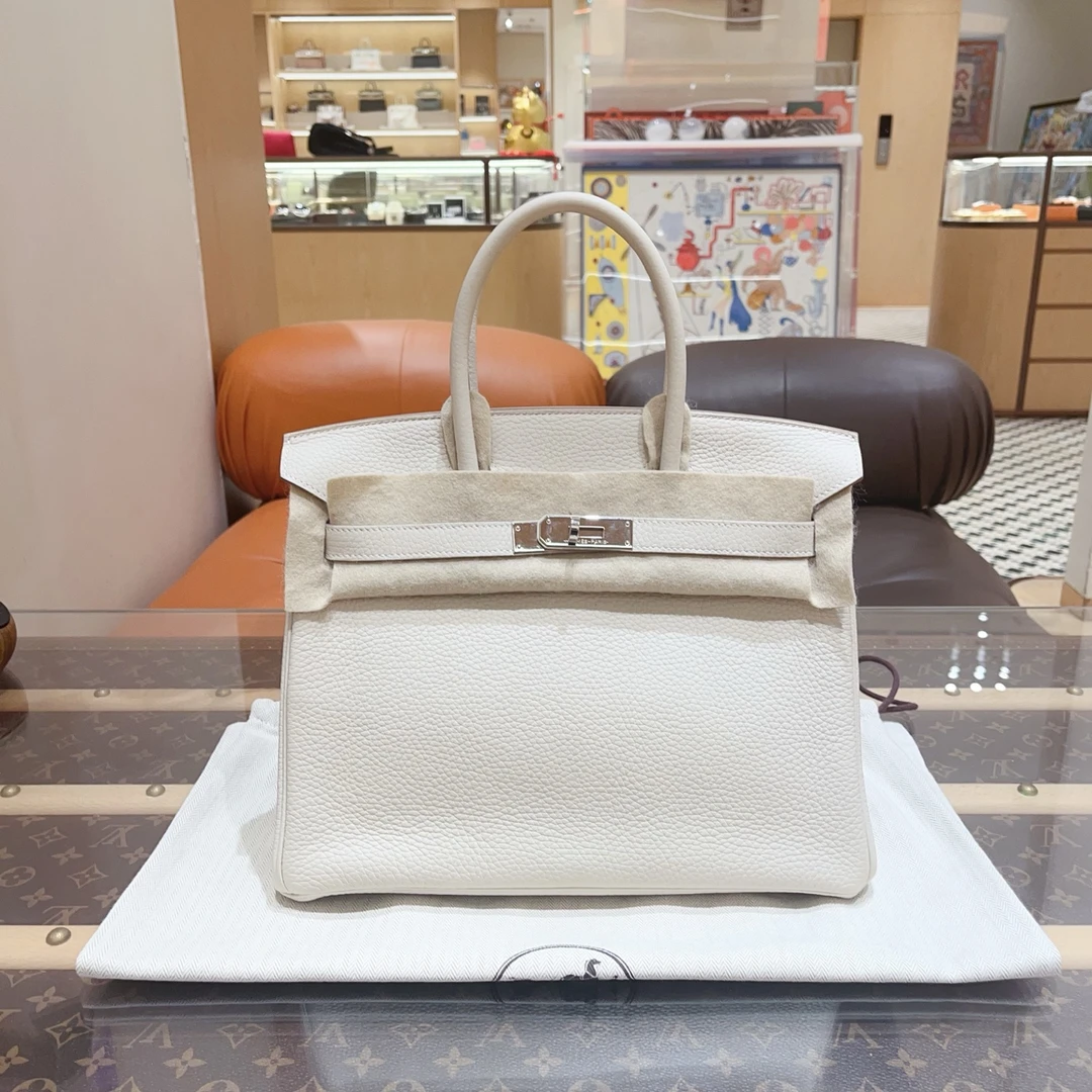 99新 Hermes/爱马仕 Birkin30 奶昔白银扣 togo皮！ Y刻！