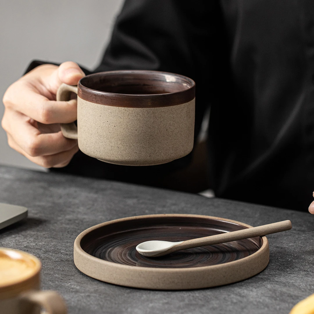 咖啡杯2025新款特别好看的精致高颜值复古粗陶家用的陶瓷杯牛奶杯