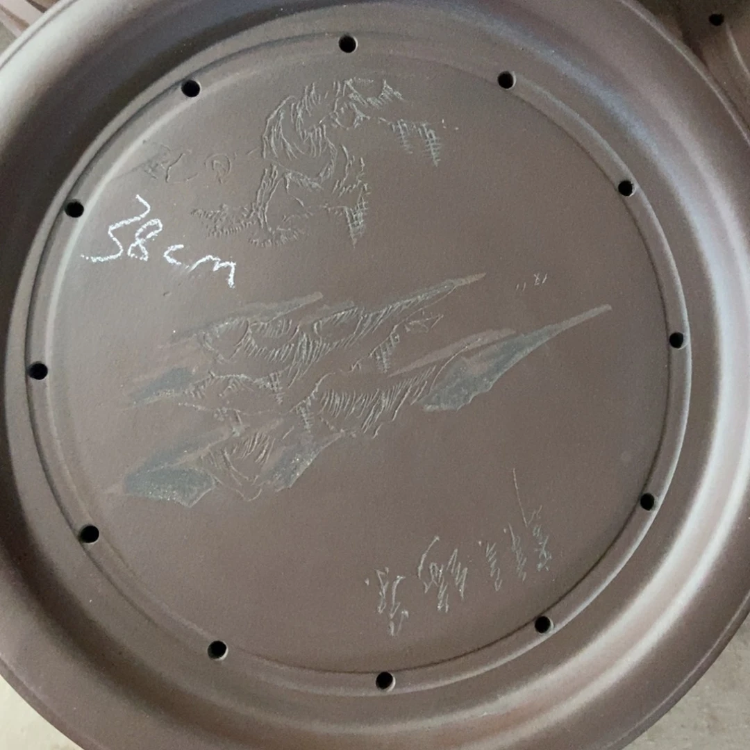 憨***吉紫砂茶盘紫砂圆盘储水式直径38厘米