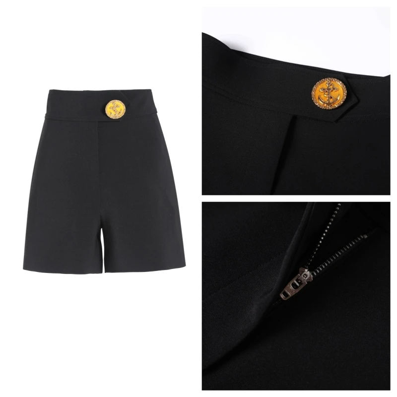 【李李推荐】韩式百搭单粒扣收腰显瘦 高腰短裤7800