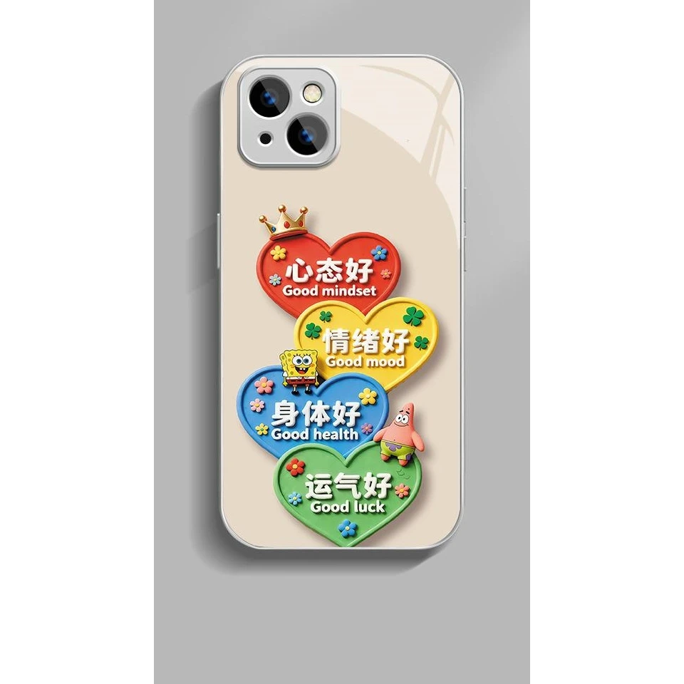 适用心态好运气好苹果17promax金属漆玻璃手机壳华为oppovivo小米