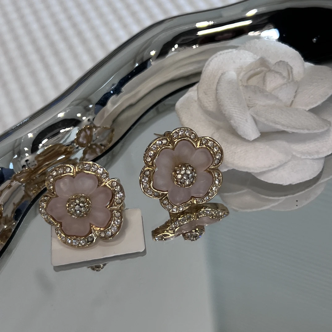 95新 DIOR/迪奥 迪奥芭比粉樱花镶石耳夹