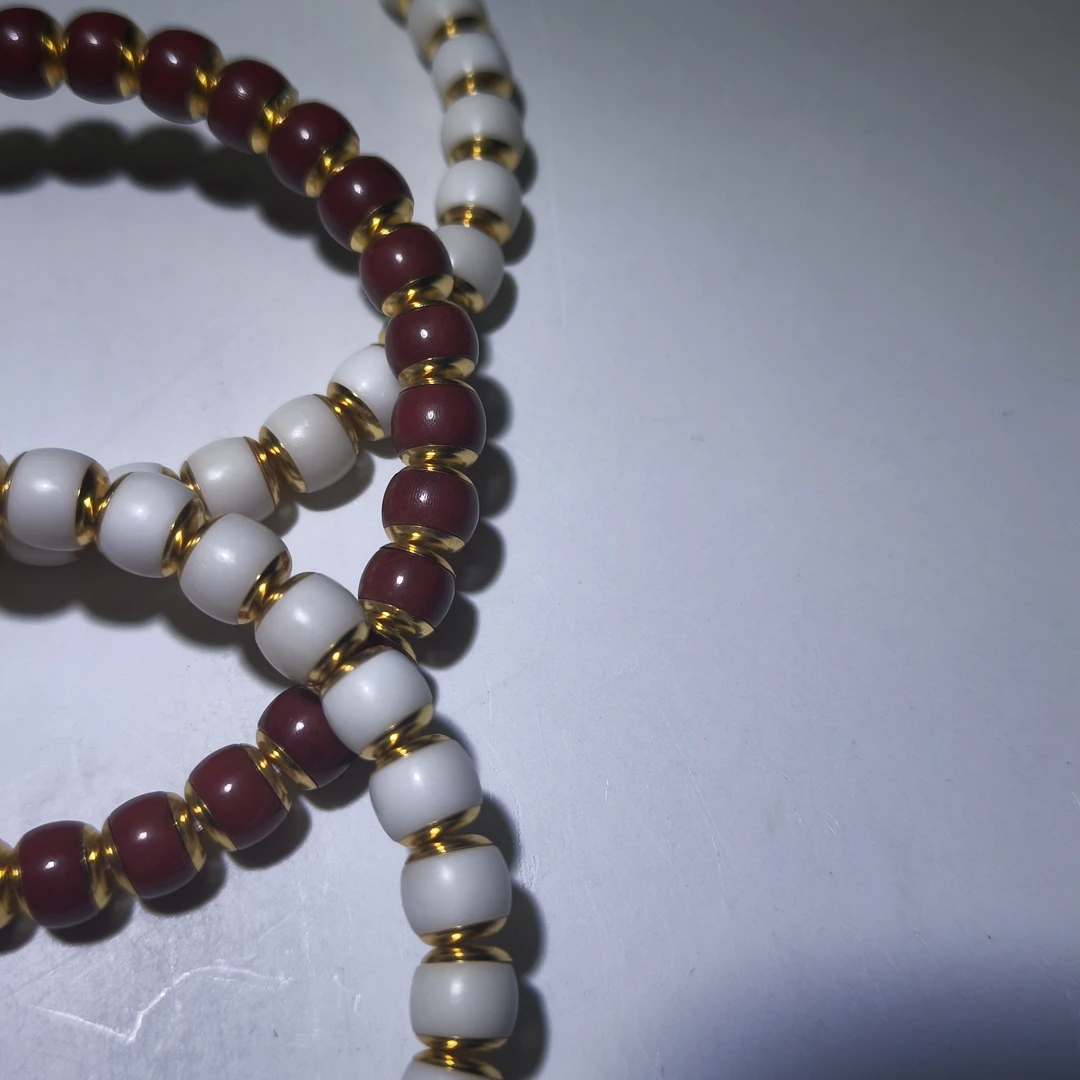 白玉菩提“金盾”简约单圈男女文玩手串