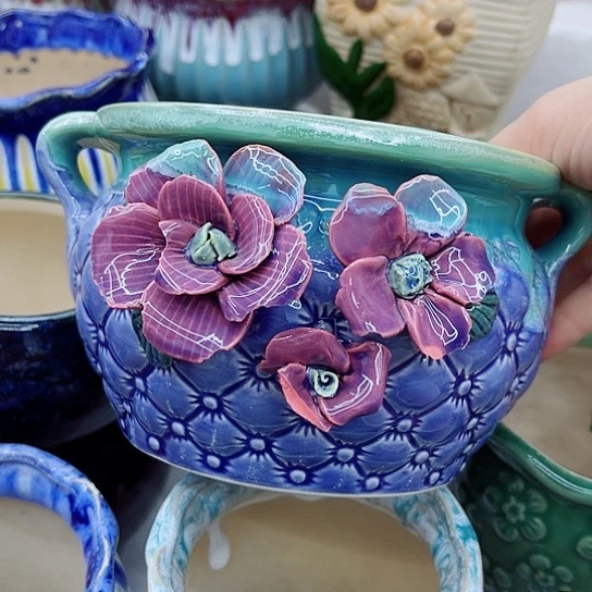 多肉绿植陶瓷花盆9.9包邮，有空