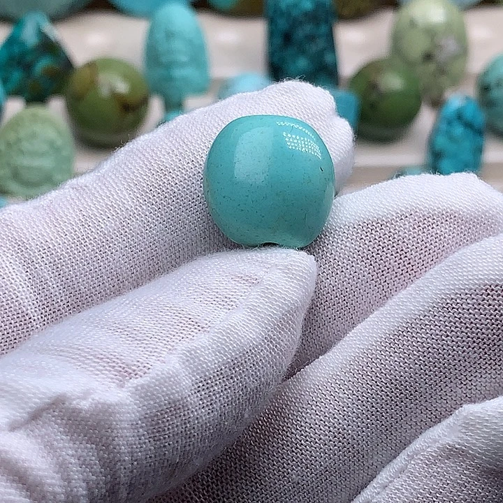 绿松石未镶嵌珠宝奇石直径16精品扁珠