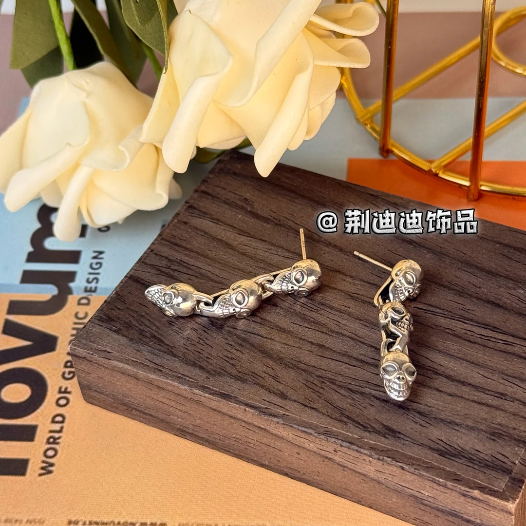 铜合金耳饰 个性骷髅长款耳饰RS-1053