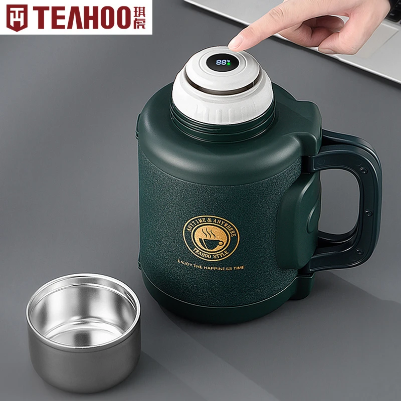 琪虎智能显温矮墩墩保温壶户外旅行保温壶车载显示温度焖泡水壶