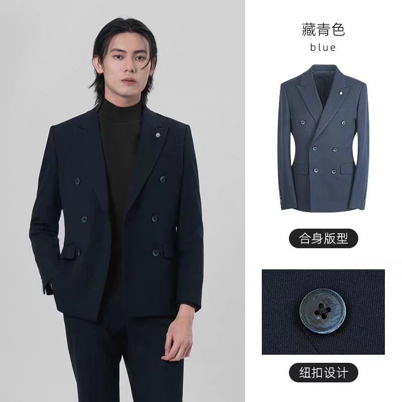GDZS格度佐致品牌男装-秋冬新款藏青色双排扣西服套装PCBBA3330