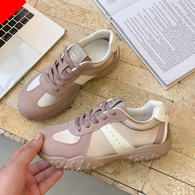 爆款阿甘鞋女厚底2025春季新款百搭时尚休闲运动鞋拼色透气德训鞋