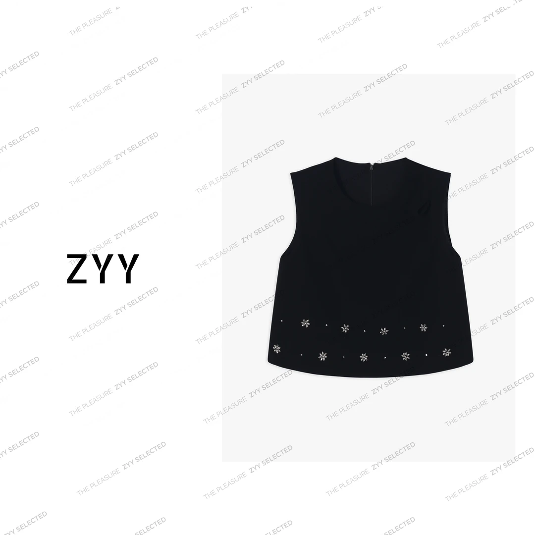 ZYY【墨影缀华】2025S/S新品夏季马夹无袖蝴蝶结上衣女X25XBX00940