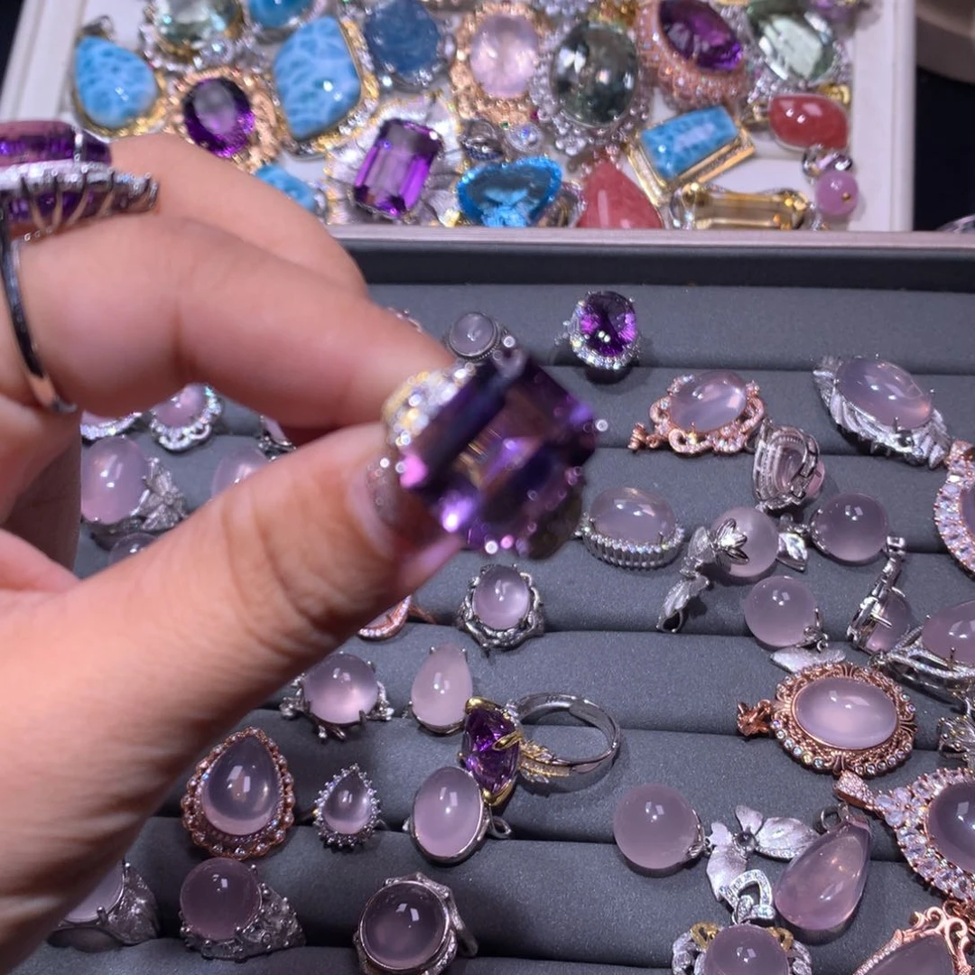 【闪购商品】银S925镶嵌戒指水晶p**o戒指