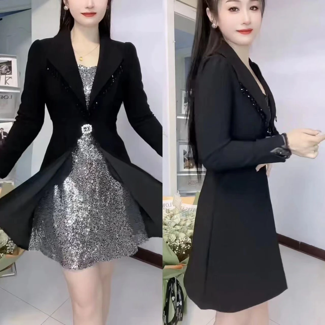 显瘦洋气长袖气质韩版收腰连衣裙