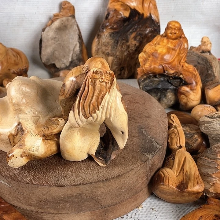 柏木开*啊崖柏手把件寿仙