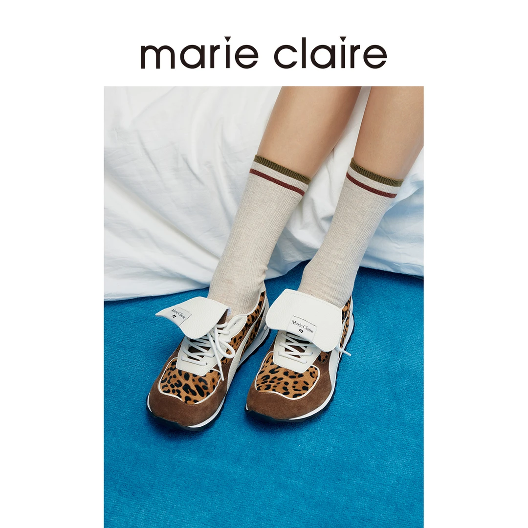 MC女鞋翻盖拼色运动鞋25春软底撞色休闲鞋marieclaire女鞋