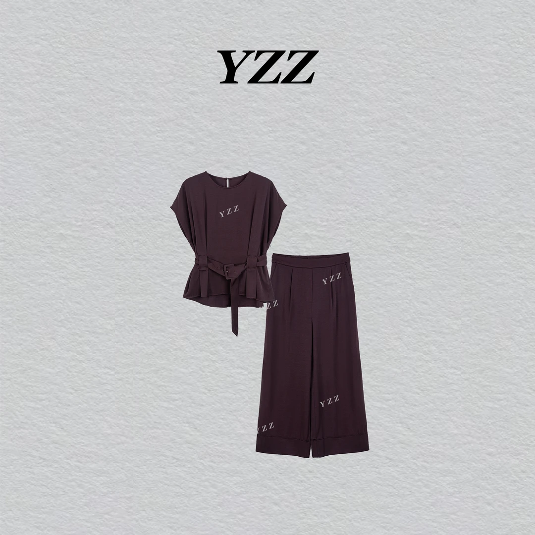 YZZ 简约特调红色圆领收腰显瘦干练垂感洋气时尚套装 2142751
