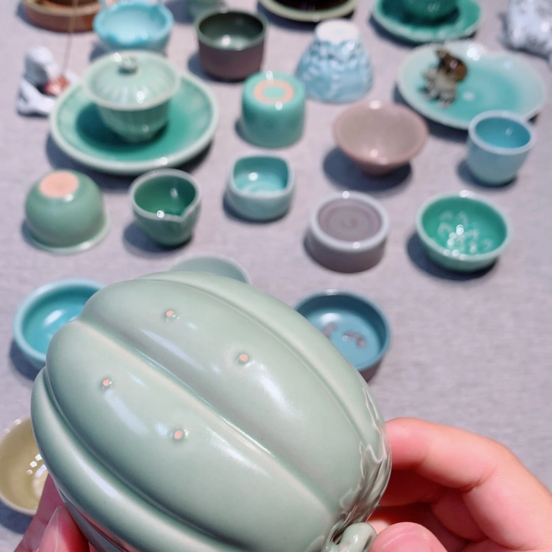 虫***、龙泉青瓷茶具杯子