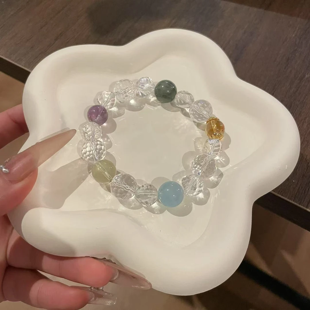 YIMI 天然水晶白水晶多宝手链x1727（9-12毫米）