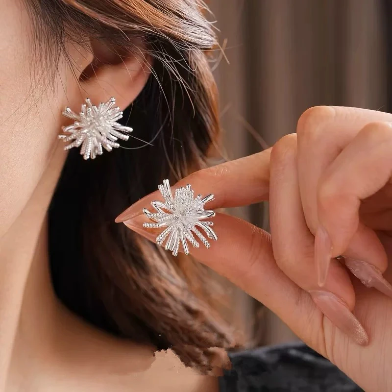 铜合金耳饰 1128烟花耳环新款爆款耳钉女高级感轻奢小众独特设计